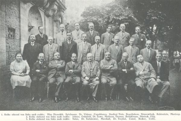 Die Teilnehmer des IV. Internationales Schachmeisterturnier in Karlsbad, 1929